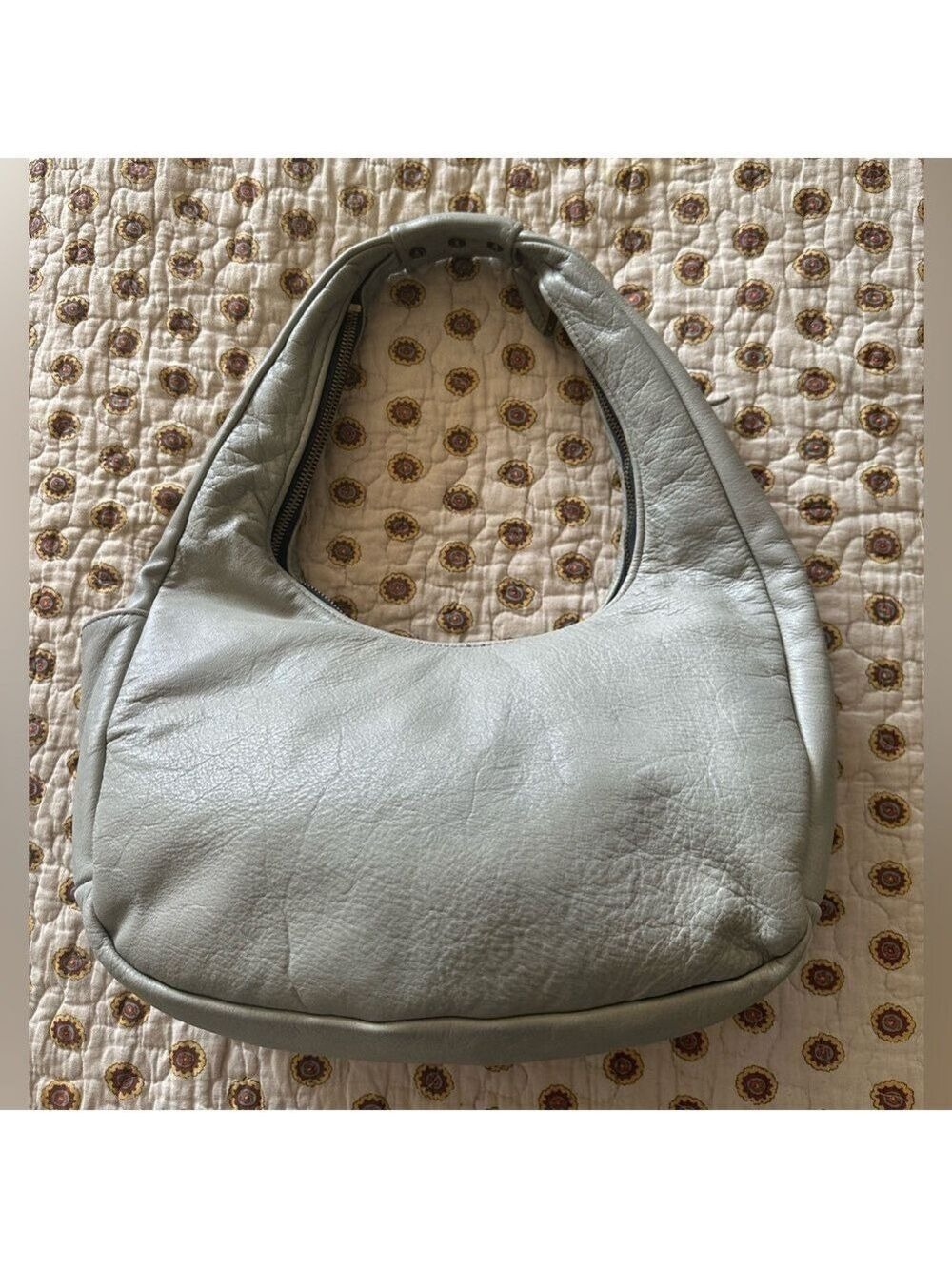 Vintage Scovill Grey Leather Hobo Bag